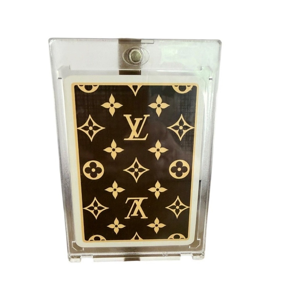 Louis Vuitton Brown and Gold Monogram Playing Card 6 of Hearts in sealed case.